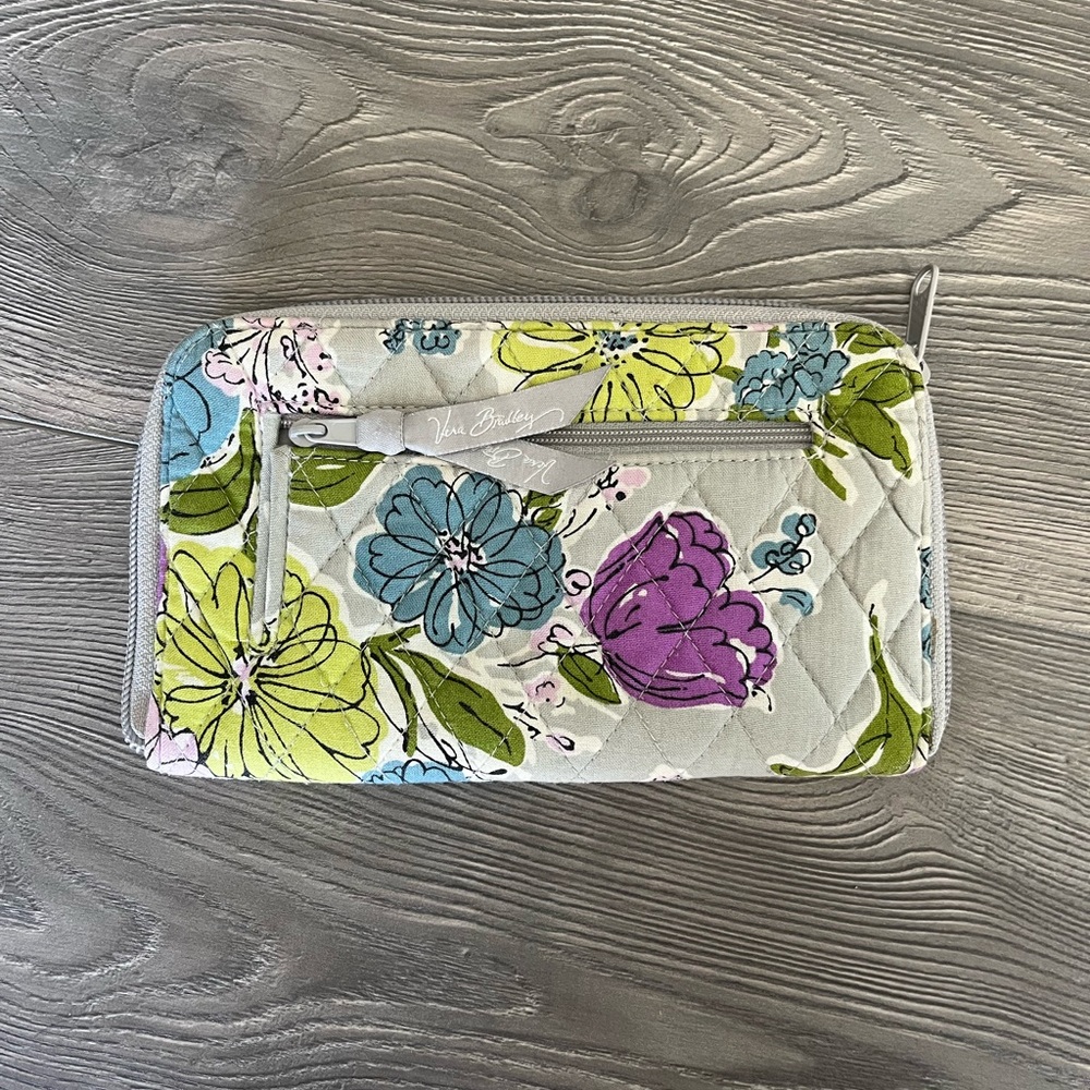 Vera Bradley Gray floral zip-around wallet